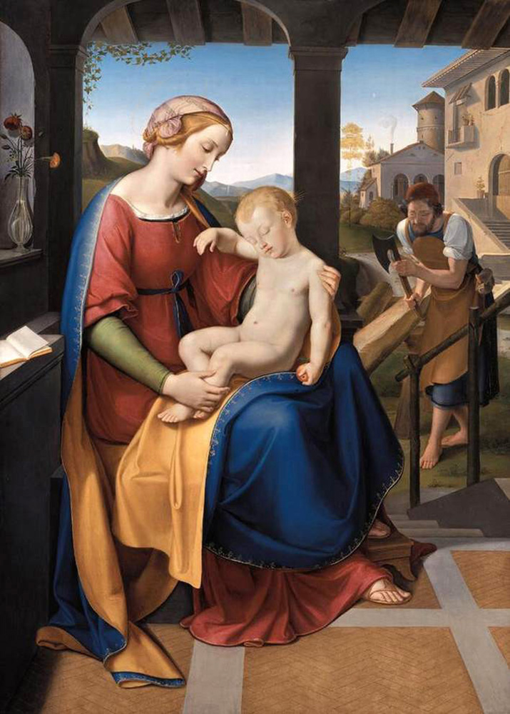 the holy family beneath the portico